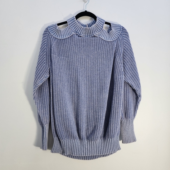 Free People Half Moon Cut out Sweater Blue Size Large - Picture 5 of 9